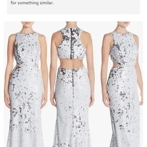 Jay Godfrey White/Silver sequin cutout gown- Size 2